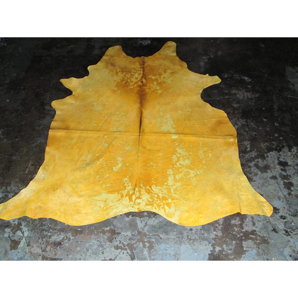 Natural Yellow Cowhide Rug - 6.33' x 7'