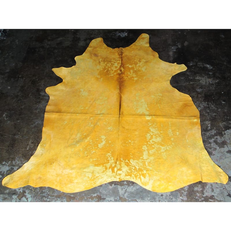 Natural Yellow Cowhide Rug - 6.33' x 7'