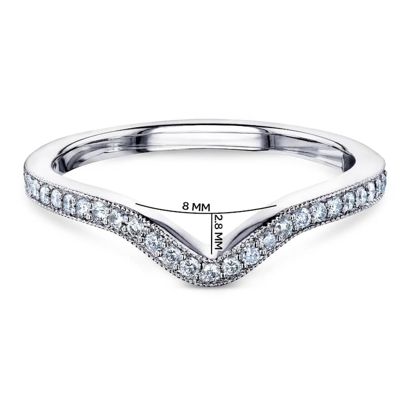 Annello by Kobelli 14k White Gold 1/5ct.tw Notched Curve Vintage Diamond Wedding Band