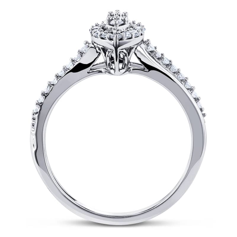 Annello by Kobelli 10k White Gold 1/4 Carat TDW Diamond Marquise Shape Cluster