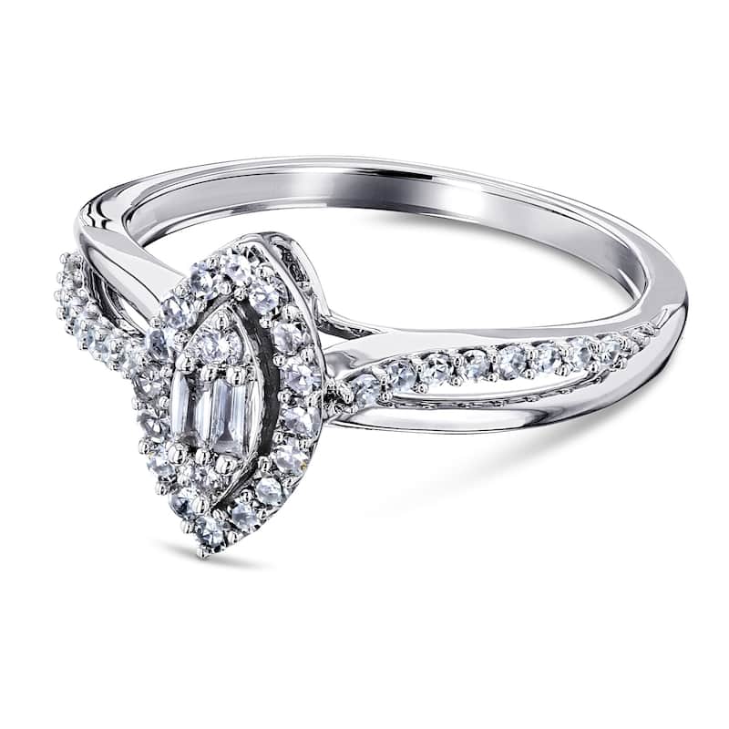 Annello by Kobelli 10k White Gold 1/4 Carat TDW Diamond Marquise Shape Cluster