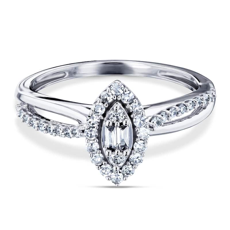 Annello by Kobelli 10k White Gold 1/4 Carat TDW Diamond Marquise Shape Cluster