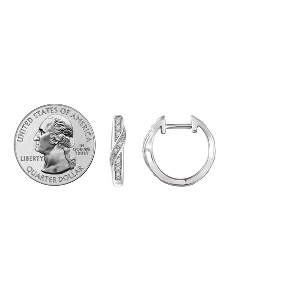 14K White .05 CTW Diamond Hoop Earrings