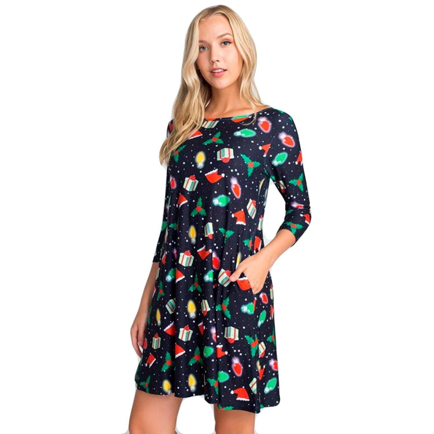 womens christmas print dress