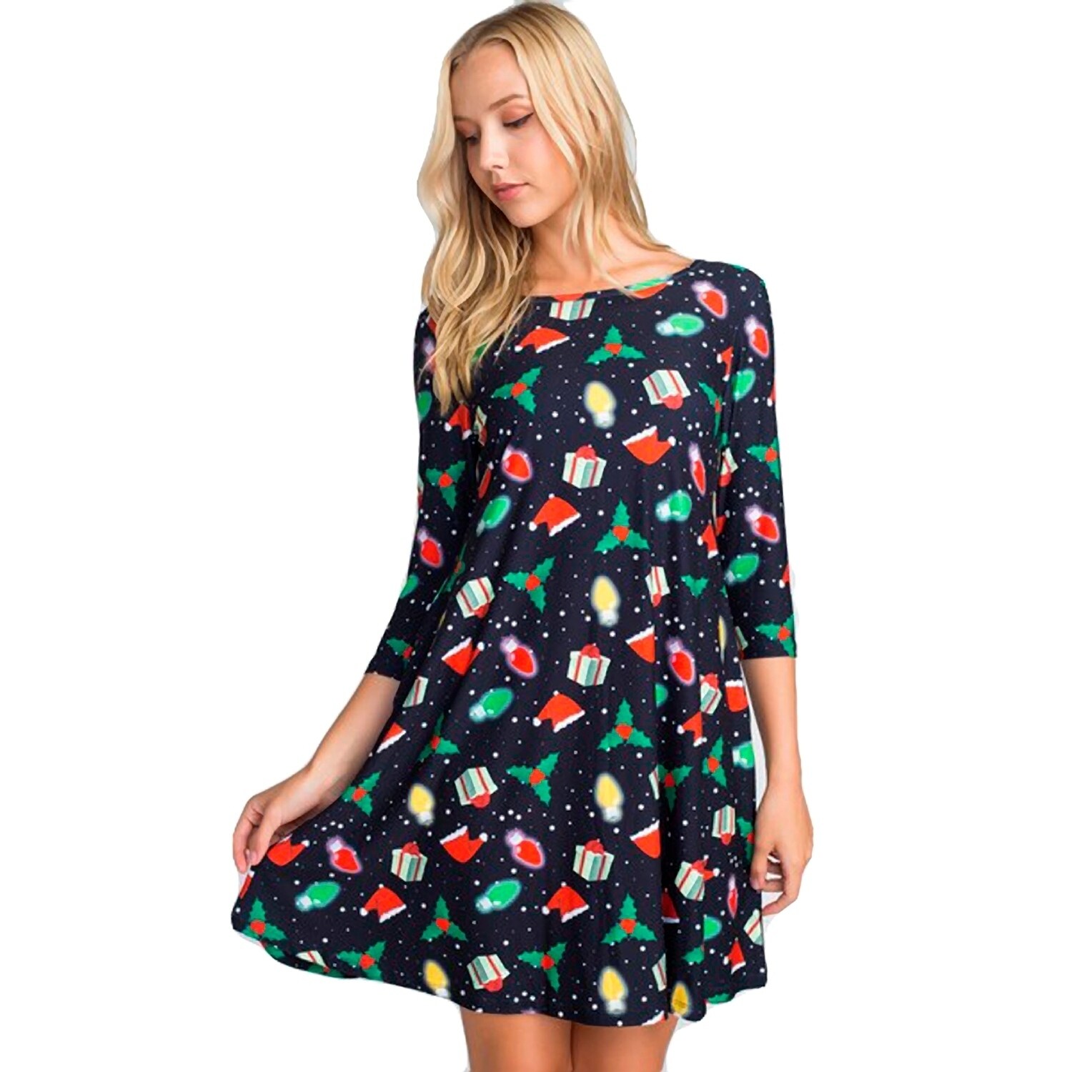 womens christmas print dress