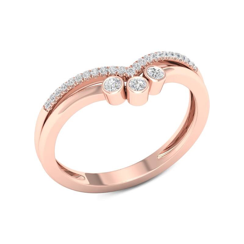 1/10ct TDW Diamond Contour Wedding Band in 10k Gold by De Couer