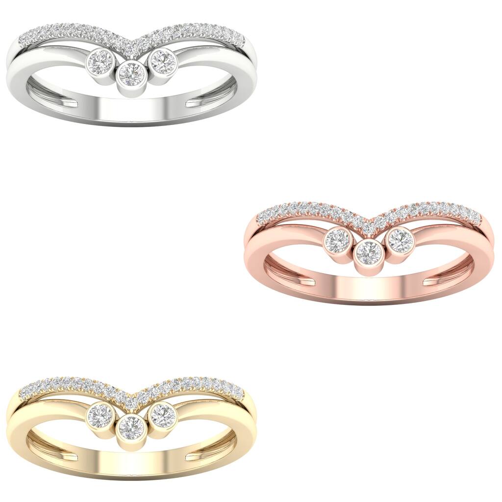 1/10ct TDW Diamond Contour Wedding Band in 10k Gold by De Couer