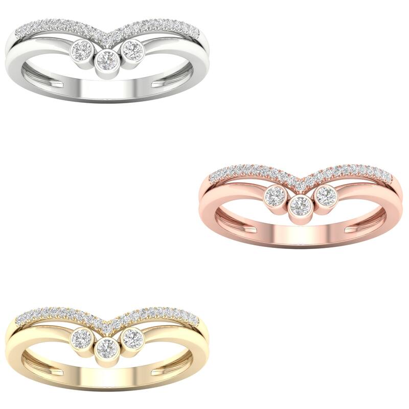 1/10ct TDW Diamond Contour Wedding Band in 10k Gold by De Couer