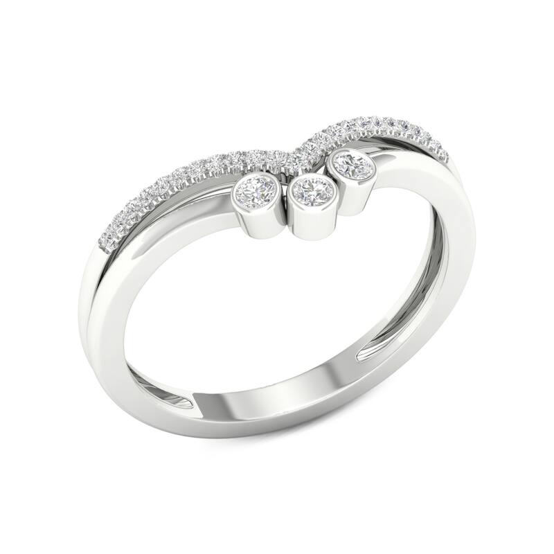 1/10ct TDW Diamond Contour Wedding Band in 10k Gold by De Couer