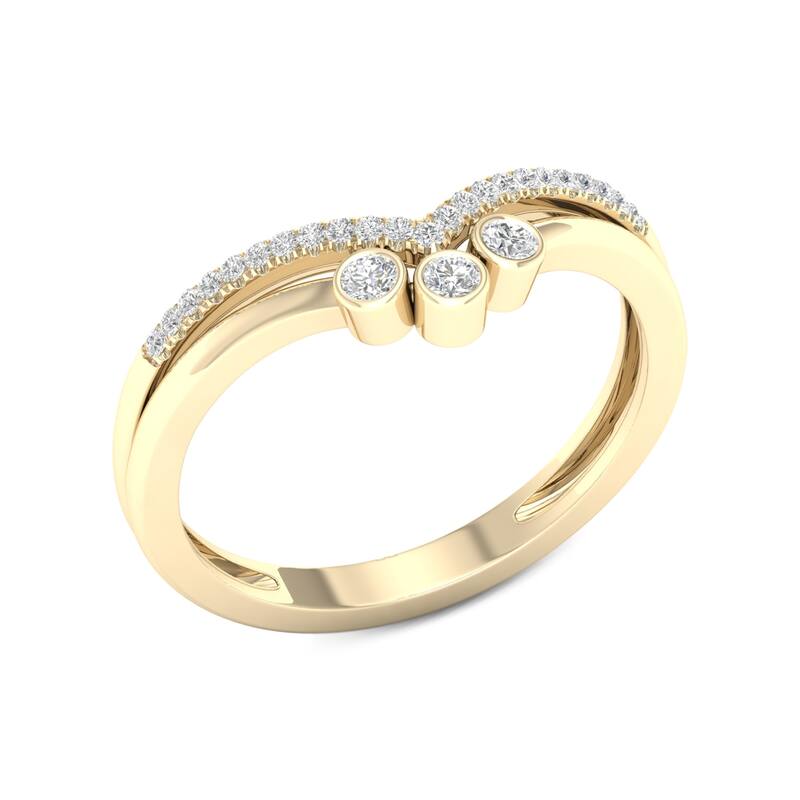 1/10ct TDW Diamond Contour Wedding Band in 10k Gold by De Couer