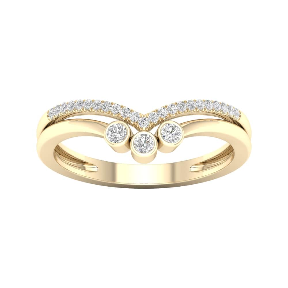 1/10ct TDW Diamond Contour Wedding Band in 10k Gold for Women