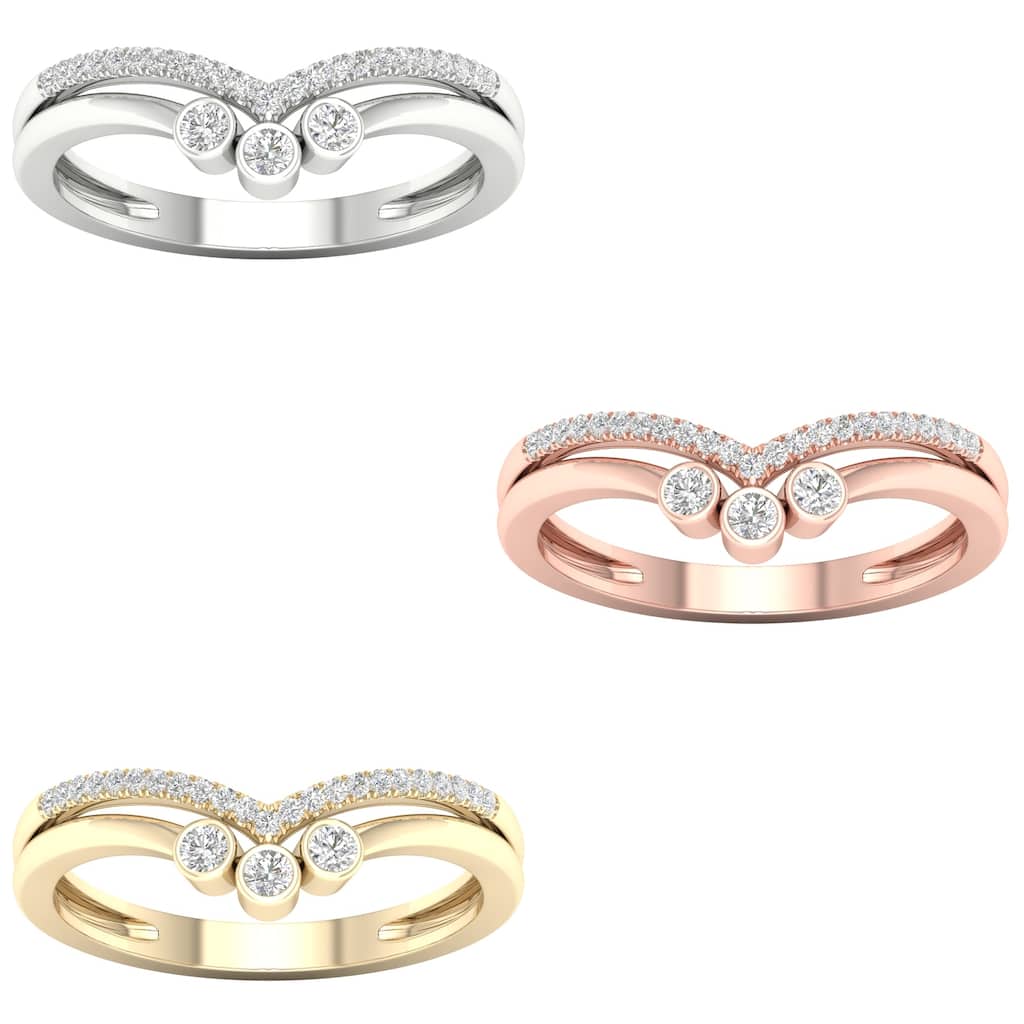 1/10ct TDW Diamond Contour Wedding Band in 10k Gold by De Couer