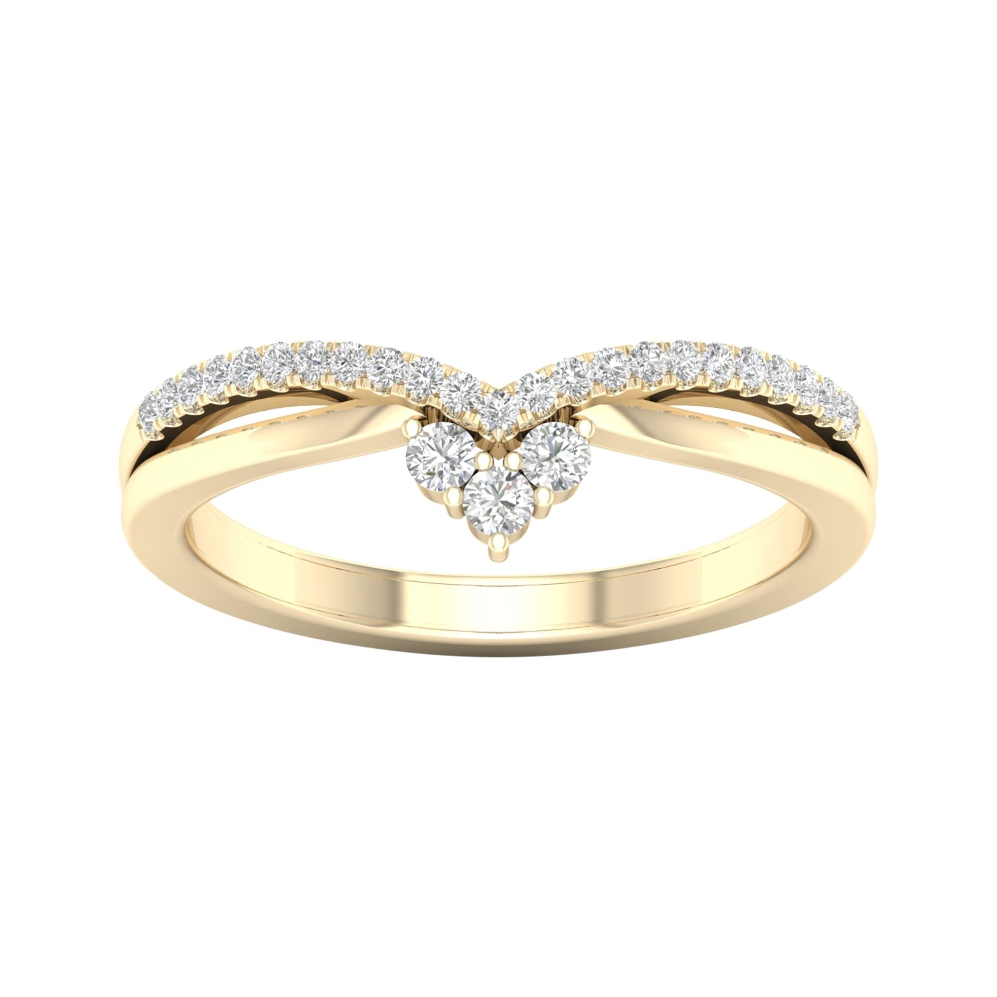 1/5ct TDW Diamond Contour Wedding Band in 10k Gold by De Couer