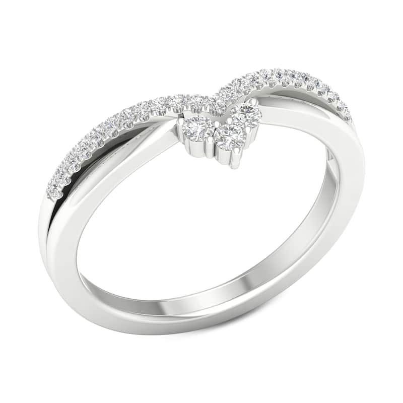 1/5ct TDW Diamond Contour Wedding Band in 10k Gold by De Couer