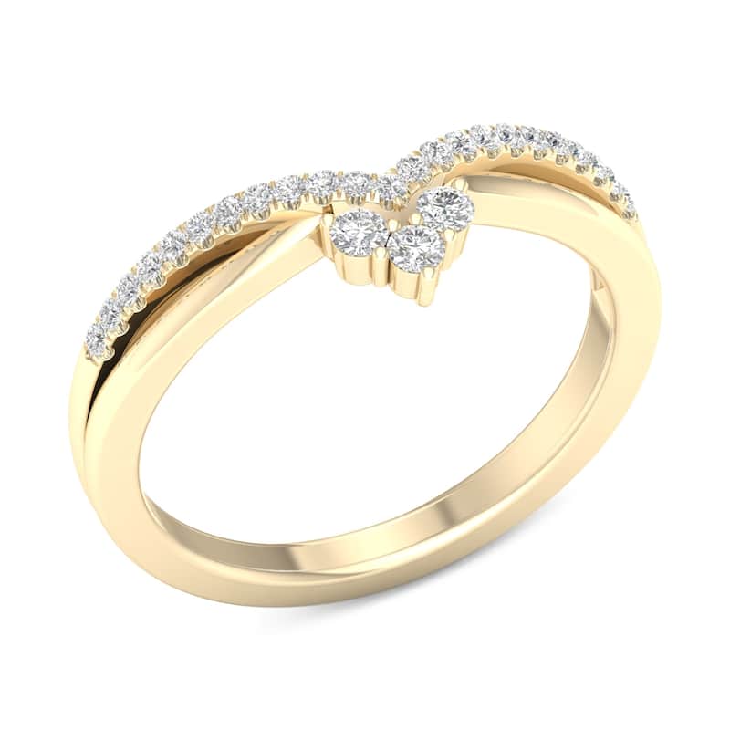 1/5ct TDW Diamond Contour Wedding Band in 10k Gold by De Couer