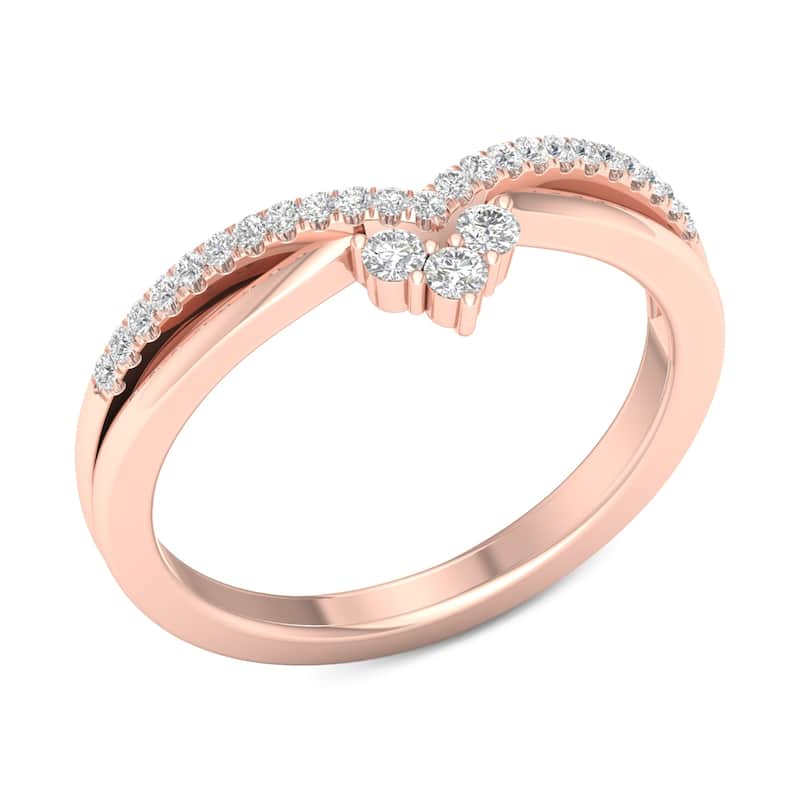 1/5ct TDW Diamond Contour Wedding Band in 10k Gold by De Couer