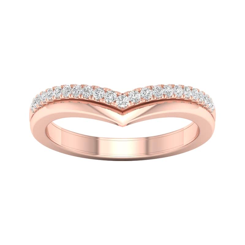 1/6ct TDW Diamond Contour Wedding Band in 10k Gold by De Couer - 6 - Rose