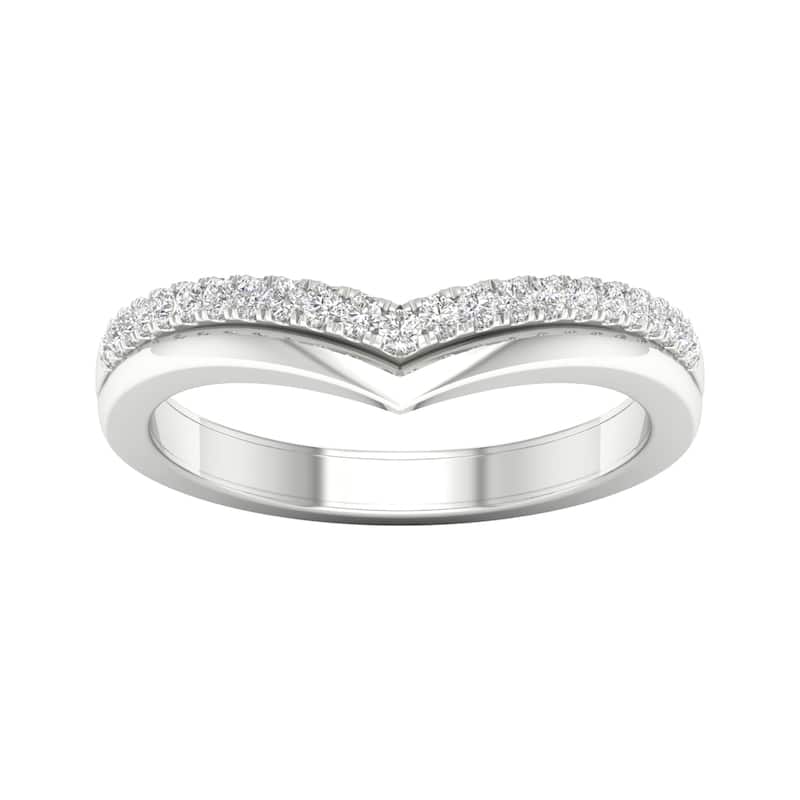 1/6ct TDW Diamond Contour Wedding Band in 10k Gold by De Couer - 9 - White