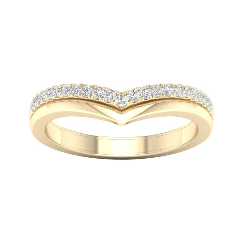 1/6ct TDW Diamond Contour Wedding Band in 10k Gold by De Couer - 6 - Yellow
