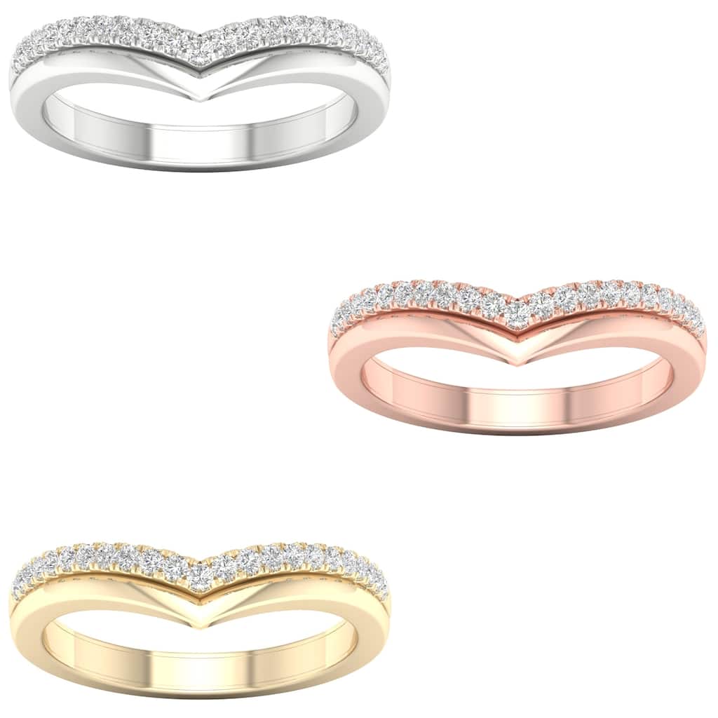 1/6ct TDW Diamond Contour Wedding Band in 10k Gold by De Couer