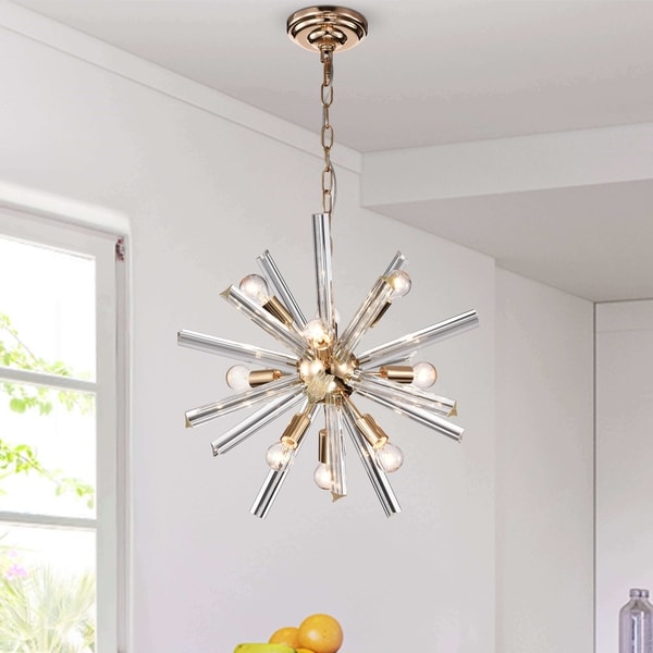Lorena Champaign Gold 9-Light Clear Glass Bar Sputnik Chandelier