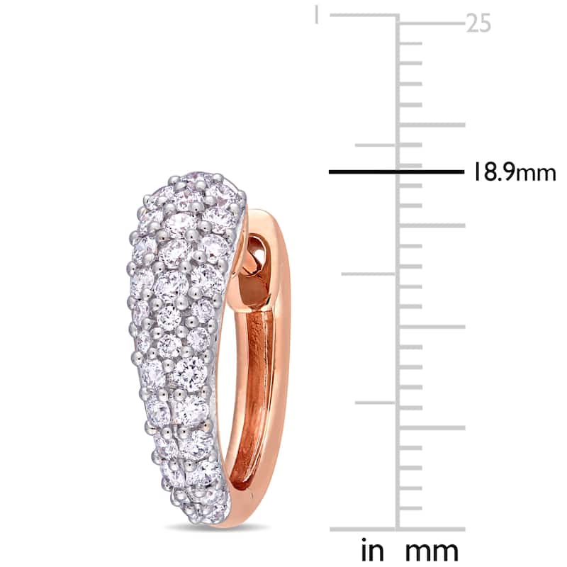 Miadora 14k Rose Gold 1ct TDW Diamond Cluster Huggie Hoop Earrings