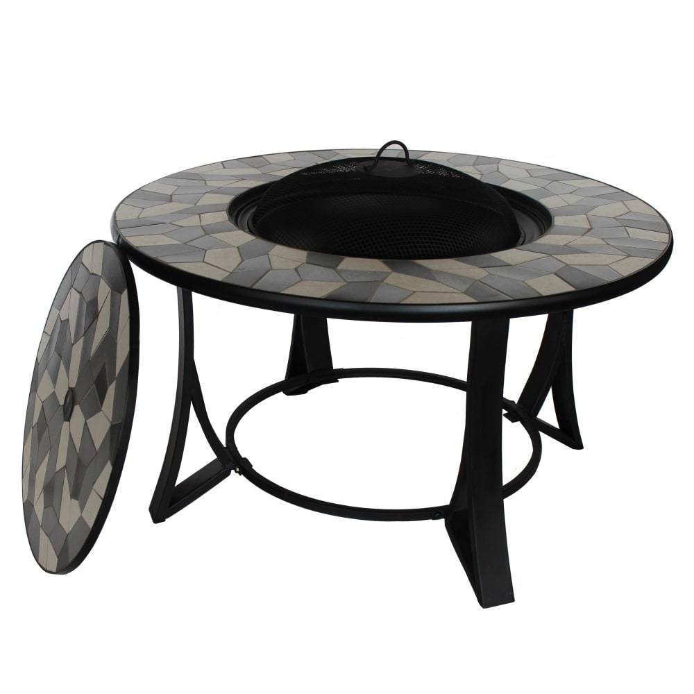 Shop Aleko Round Mosaic Tile Convertible Fire Pit Table With 4