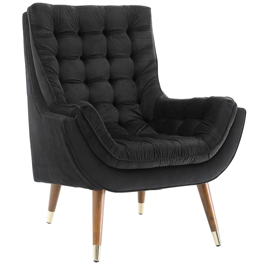 Modway Suggest Button Tufted Upholstered Velvet Lounge Chair, Gray