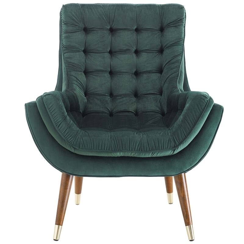 Modway Suggest Button Tufted Upholstered Velvet Lounge Chair, Gray