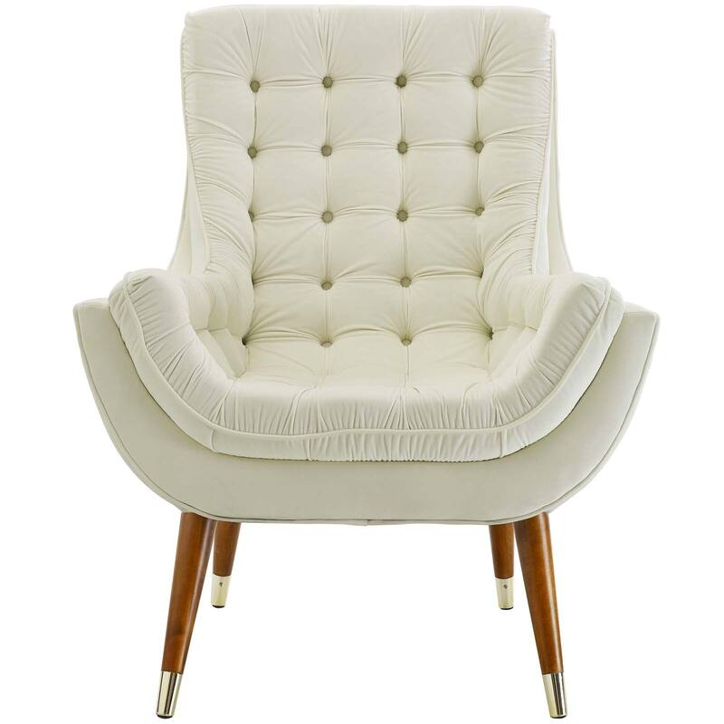 Modway Suggest Button Tufted Upholstered Velvet Lounge Chair, Gray