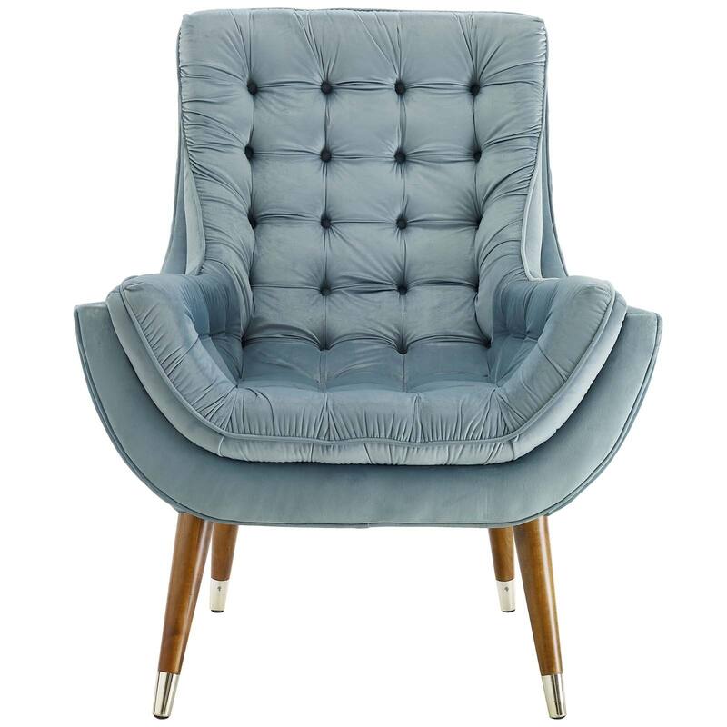 Modway Suggest Button Tufted Upholstered Velvet Lounge Chair, Gray