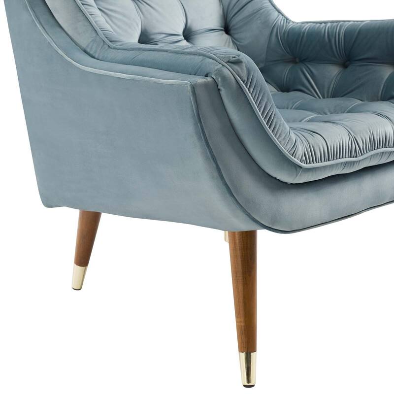 Modway Suggest Button Tufted Upholstered Velvet Lounge Chair, Gray