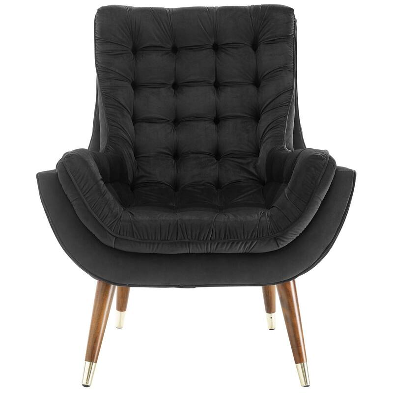Modway Suggest Button Tufted Upholstered Velvet Lounge Chair, Gray