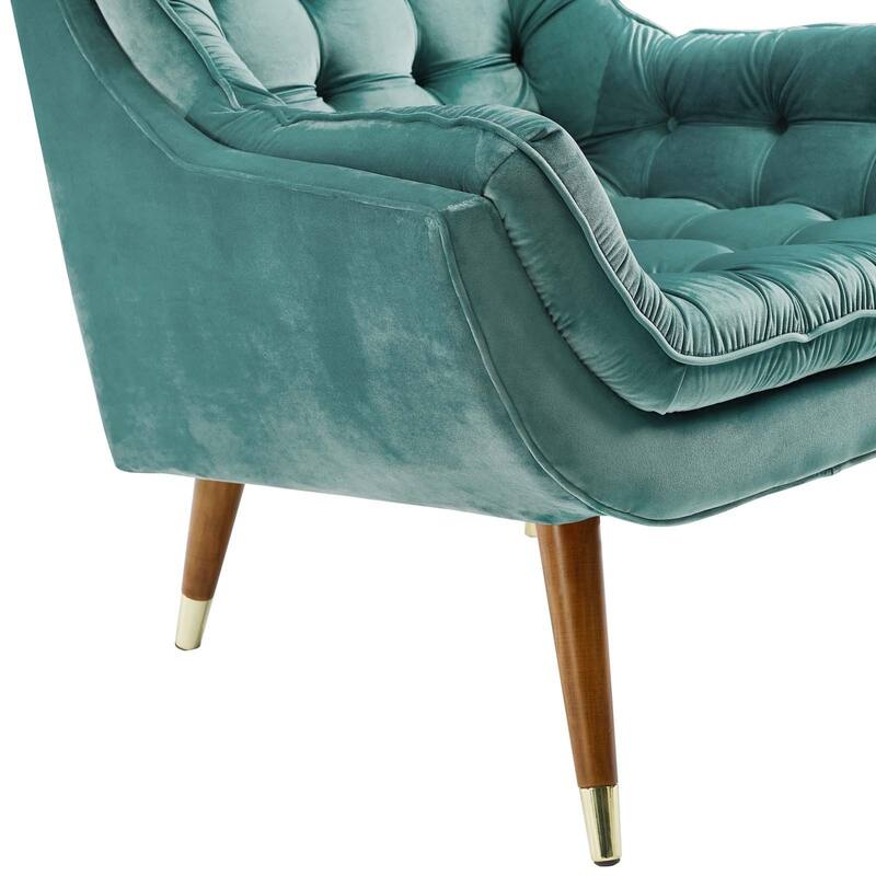 Modway Suggest Button Tufted Upholstered Velvet Lounge Chair, Gray