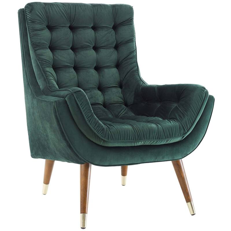 Modway Suggest Button Tufted Upholstered Velvet Lounge Chair, Gray