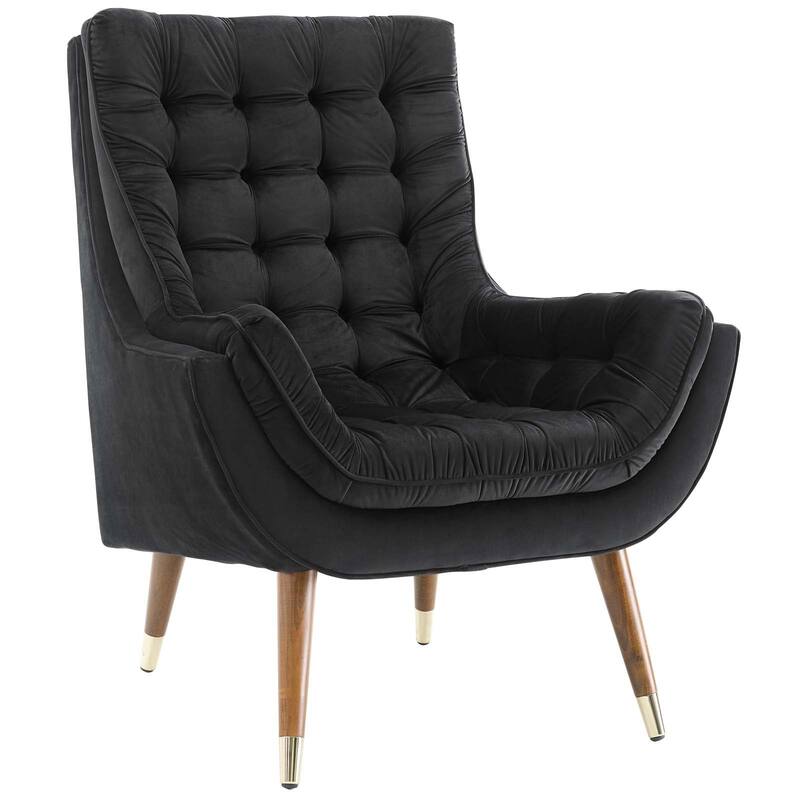 Modway Suggest Button Tufted Upholstered Velvet Lounge Chair, Gray