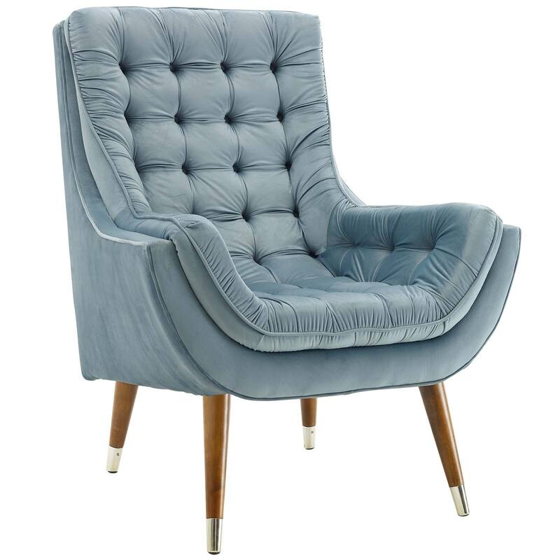 Modway Suggest Button Tufted Upholstered Velvet Lounge Chair, Gray