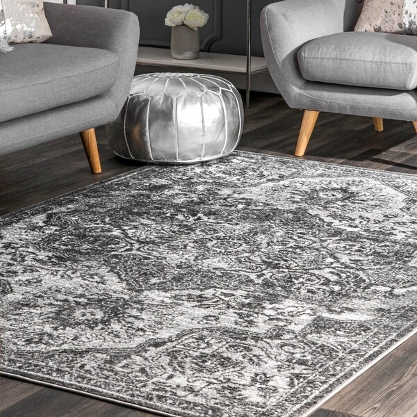 Gracewood Hollow Calcano Vintage Elena Faded Medallion Area Rug