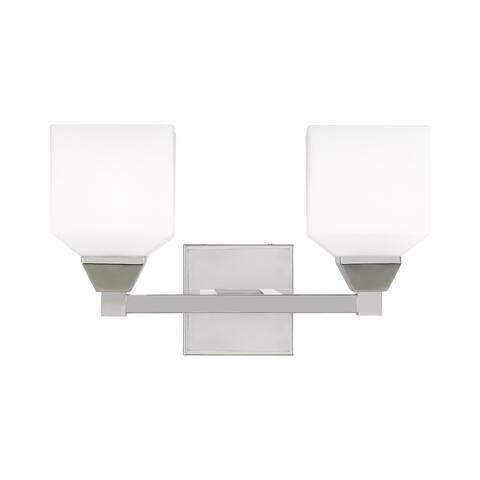 Livex Lighting Aragon 2-Light Bath Vanity - 15"W x 9.5"H x 6.75"D - 15"W x 9.5"H x 6.75"D