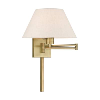 Livex Lighting 1-Light Oatmeal Shade Swing Arm Wall Lamp - 13"W x 12"H x 25"D - 13"W x 12"H x 25"D