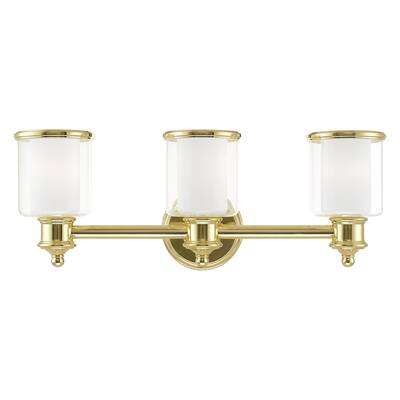 Livex Lighting Middlebush 3-Light Polished Brass Bath Vanity - 23.5"W x 9"H x 6.5"D