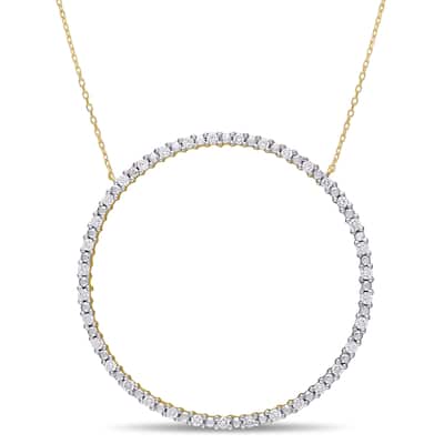 Miadora 10k Yellow Gold 3/4ct TDW Diamond Circle of Life Necklace