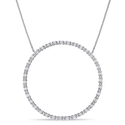 Miadora 10k White Gold 3/4ct TDW Diamond Circle of Life Necklace