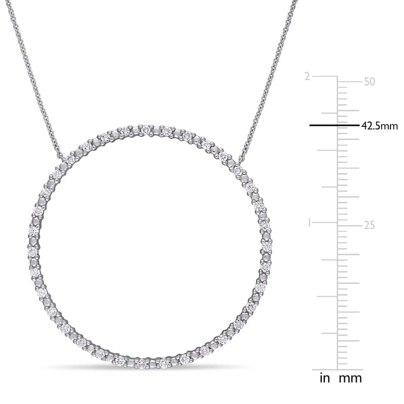 Miadora 10k White Gold 3/4ct TDW Diamond Circle of Life Necklace