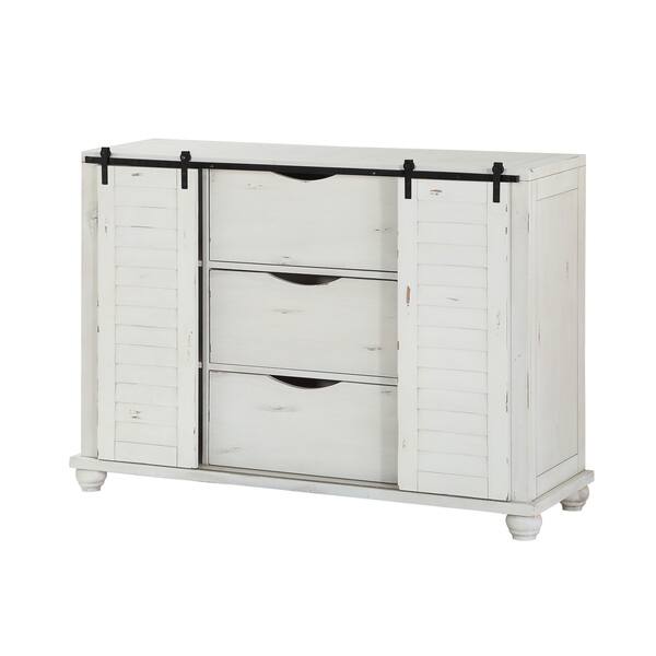 Shop Emerald Home Abaco Country White Buffet With Sliding Barn