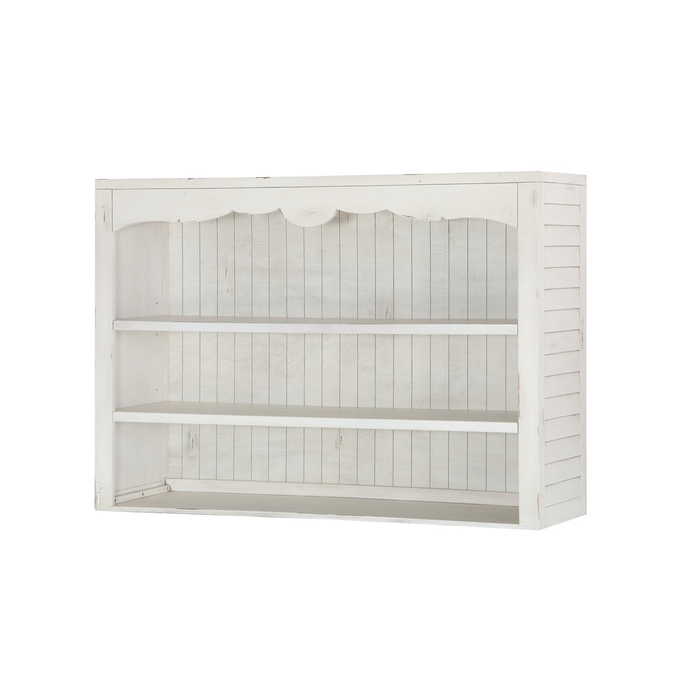 Emerald Home Furnishings Emerald Home Abaco Country White Hutch with Open Shelving and Scalloped Top