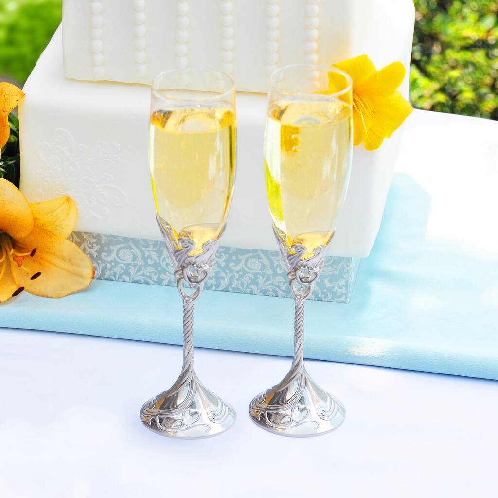 Hand-Blown Satin Finish Champagne Flutes (Set of 2)