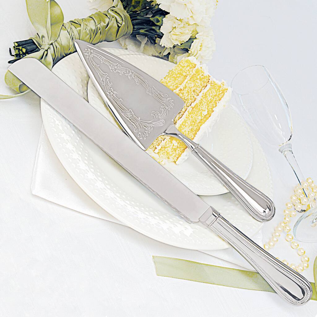 Beaded Cake Knife & Serving Set
