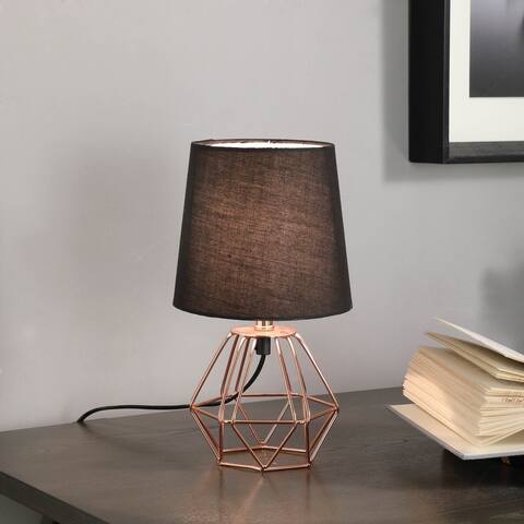 11.25 In. Wesley Black Mid Century Geometric Copper Metal Table Lamp