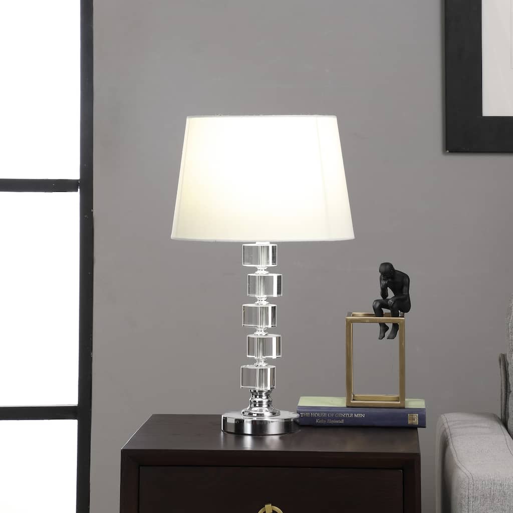 20 In. Adelaine 5 Crystal Round Cube Orb White Table Lamp